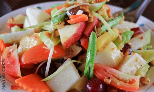 The Spicy Papaya salad of Thai Food