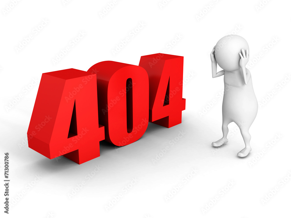 white 3d man with red 404 error symbol white 3d man with red 404 error symbol