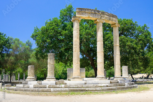 Philippeion building remains at ancient Olimpia, Greece photo