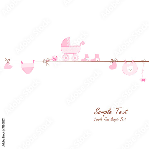 Hanging baby girl symbols vector card