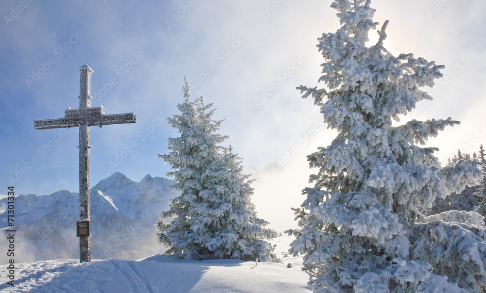 Worship the cross on the mountain. Schladming. Austria