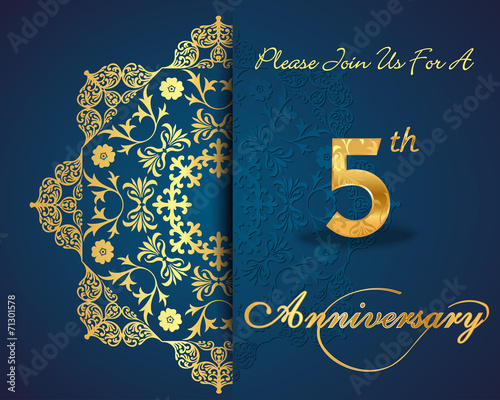 5 year anniversary golden label, 5th anniversary