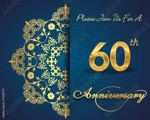60 year anniversary golden label, 60th anniversary card