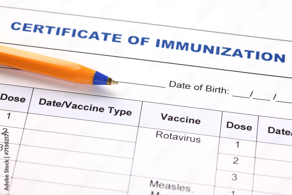 Certificate of immunization