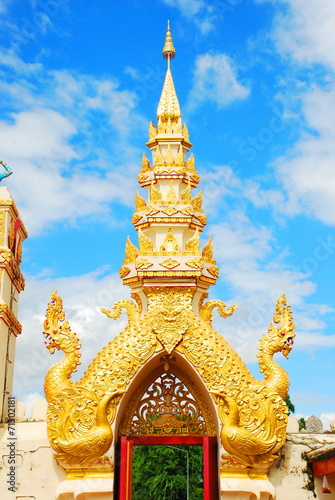 Chedi Phra That Phanom and blue sky, at Nakorn Phanom province,