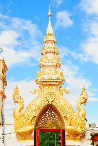 Chedi Phra That Phanom and blue sky, at Nakorn Phanom province,