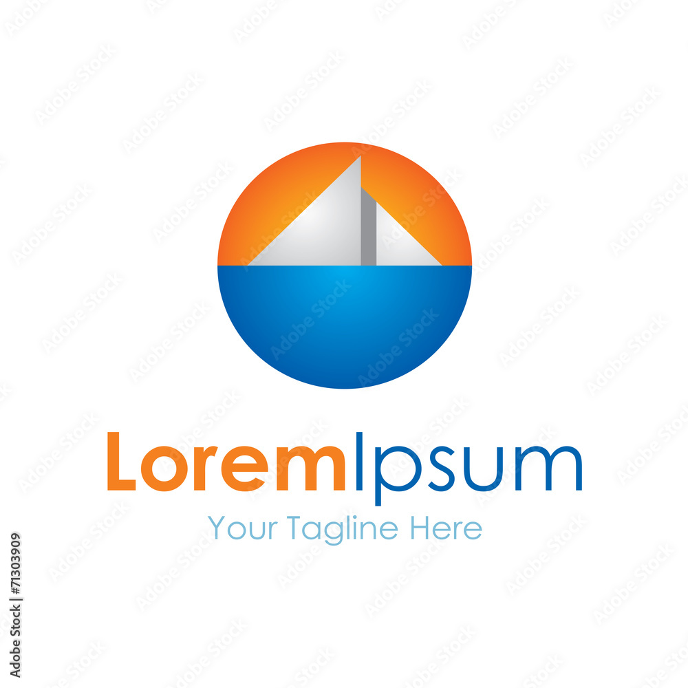 Distant sailing boat icon simple elements logo