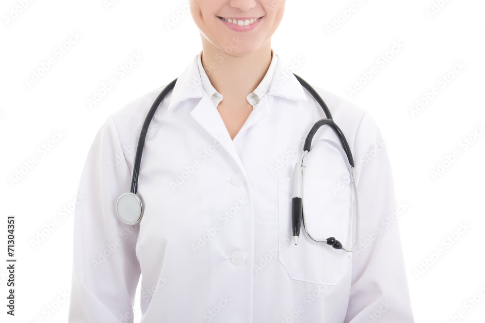 Close up of doctor's uniform isolated on white Close up of doctor's uniform isolated on white