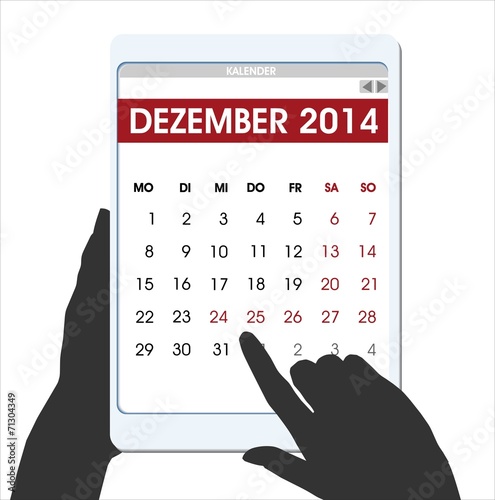 Weihnachten countdown Hände digitalen Table-Kalender