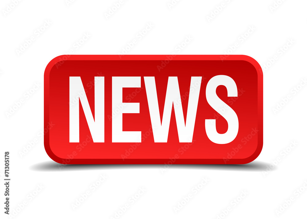 News red 3d square button isolated on white News red 3d square button isolated on white