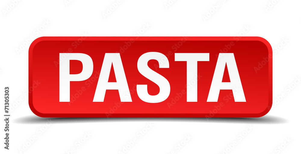 Pasta red 3d square button isolated on white Pasta red 3d square button isolated on white