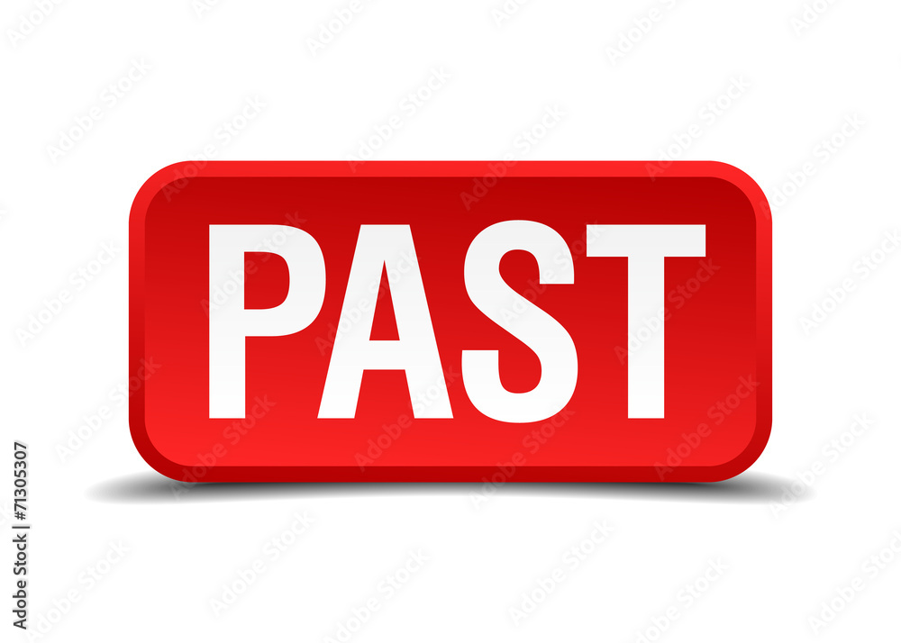Past red 3d square button isolated on white Past red 3d square button isolated on white