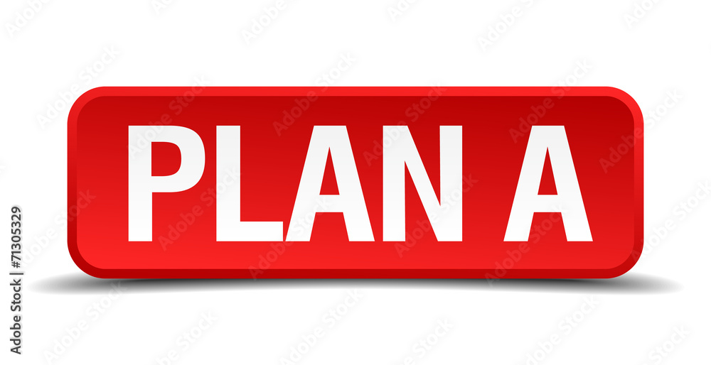 Plan a red 3d square button isolated on white Plan a red 3d square button isolated on white