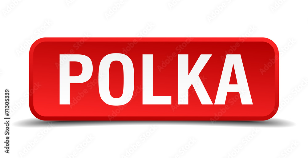 Polka red 3d square button isolated on white Polka red 3d square button isolated on white