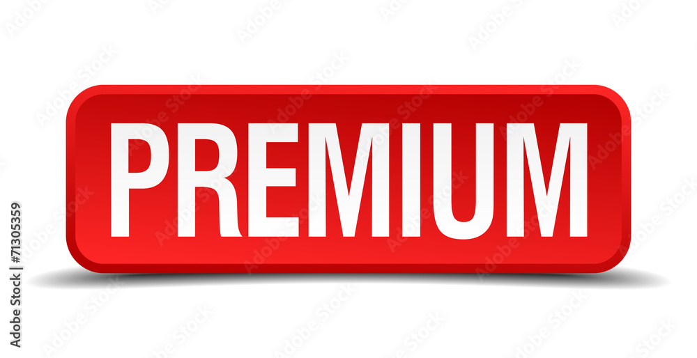 Premium red 3d square button isolated on white Premium red 3d square button isolated on white