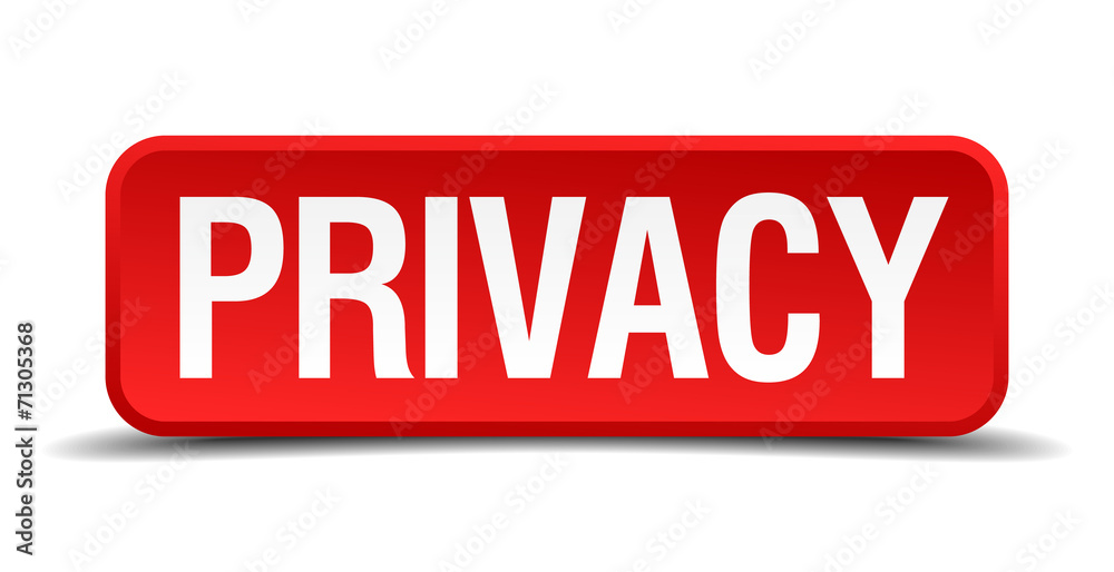 Privacy red 3d square button isolated on white Privacy red 3d square button isolated on white