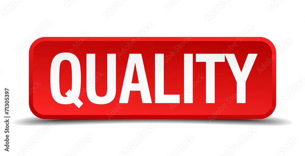 Quality red 3d square button isolated on white Quality red 3d square button isolated on white