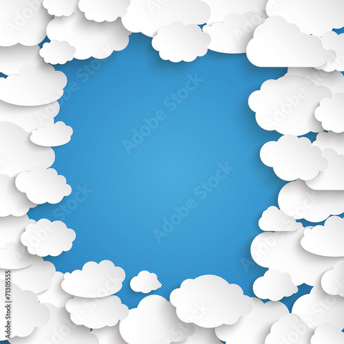 White Paper Clouds Blue Sky Centre