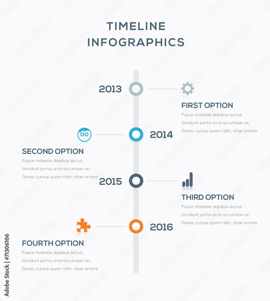 Timeline infographics for data visualization vector illustration