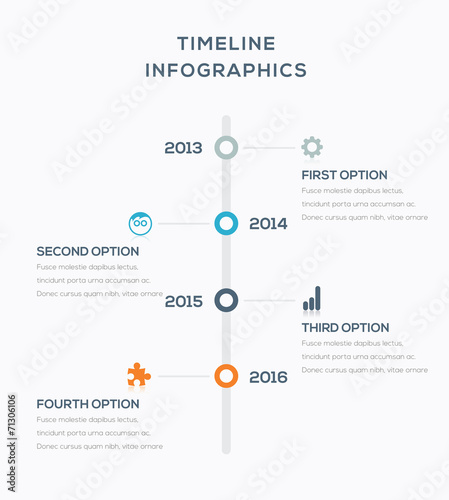 Timeline infographics for data visualization vector illustration