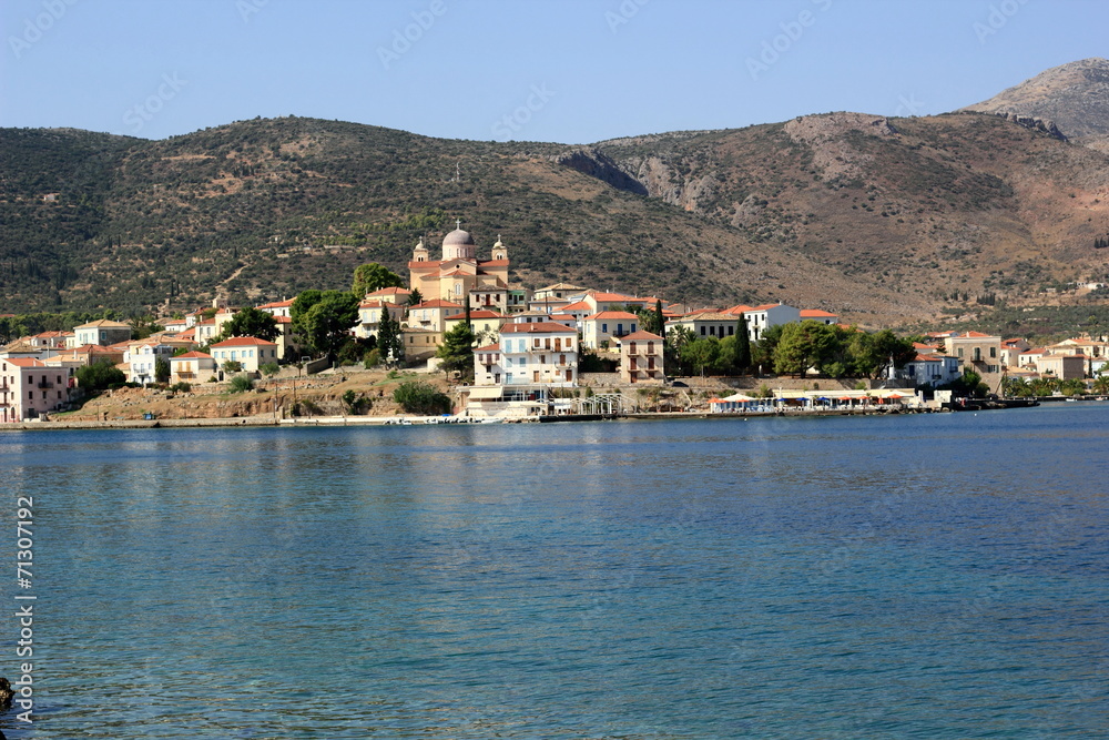 galaxidi town next to the Mediterranean sea in greece