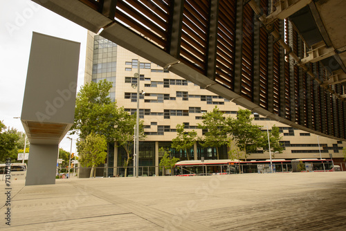 Detail of a modern architecture building in Barcelona