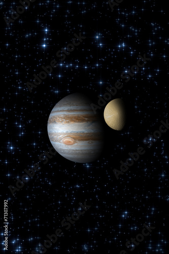 Fototapeta Naklejka Na Ścianę i Meble -  Jupiter with it's satellite.