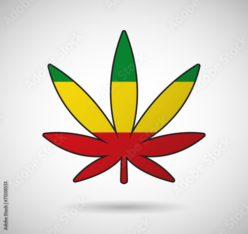 Cannabis leaf with the rasta flag