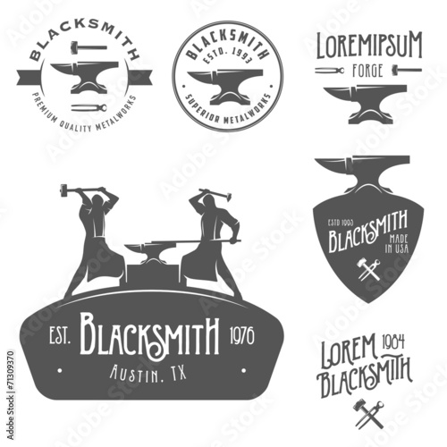 Fotografering Set of vintage blacksmith labels and design elements