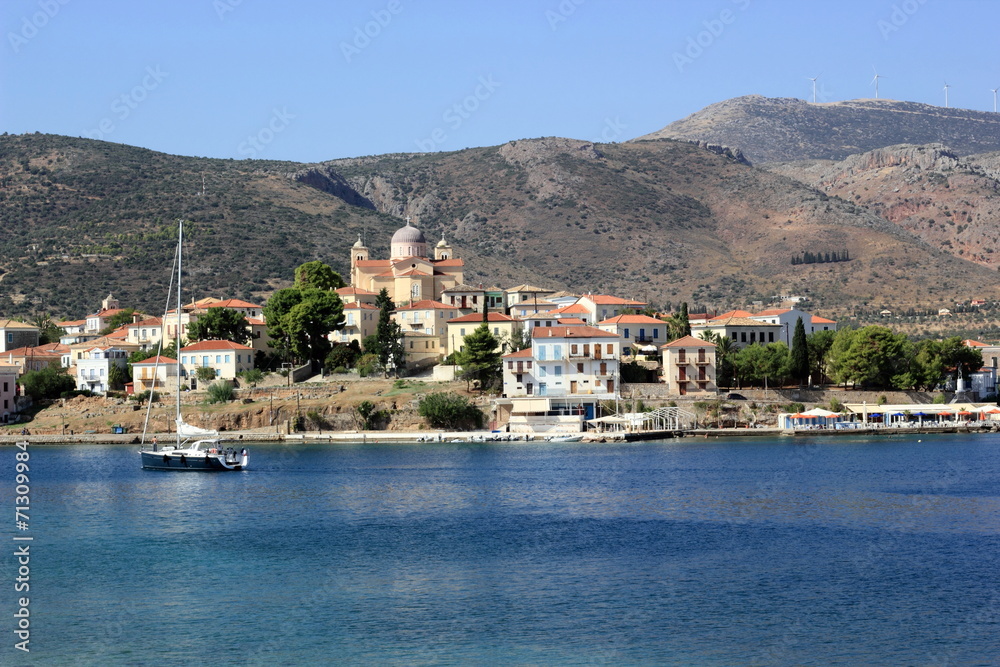 galaxidi town next to the Mediterranean sea in greece	