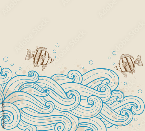 Sea background with fishes