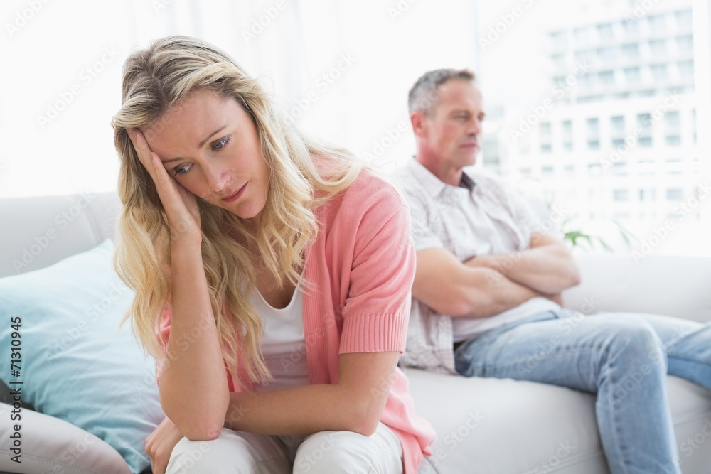 Unhappy couple are stern and having troubles Unhappy couple are stern and having troubles