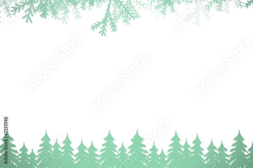 Frost and fir trees in green