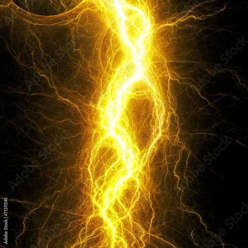 Hot yellow lightning, electrical background
