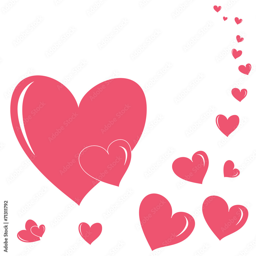Romantic seamless pattern with different size hearts