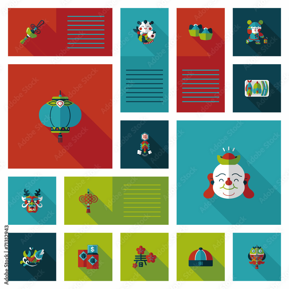 Fototapeta premium Chinese New Year flat ui background, eps10