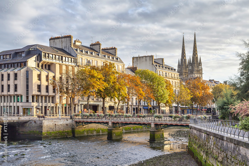 Bridge over river Odet in Quimper, Bretagne, France