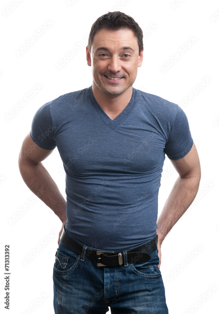 smiling muscular caucasian athlete