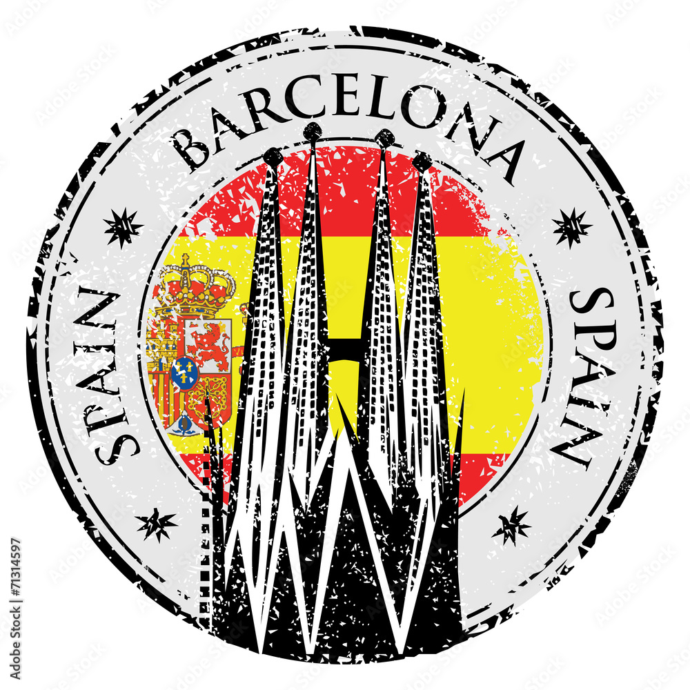 Fototapeta premium Grunge rubber stamp of Barcelona, Spain, vector
