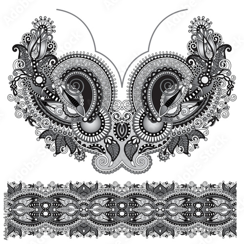 Neckline grey embroidery fashion, black and white collection