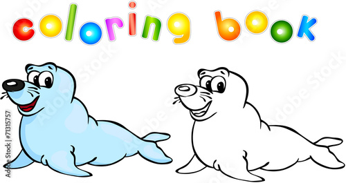 Funny cartoon fur seal coloring book