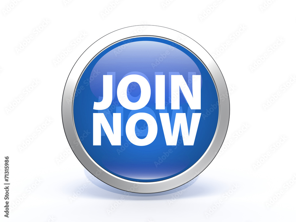 Join now circular icon on white background Join now circular icon on white background