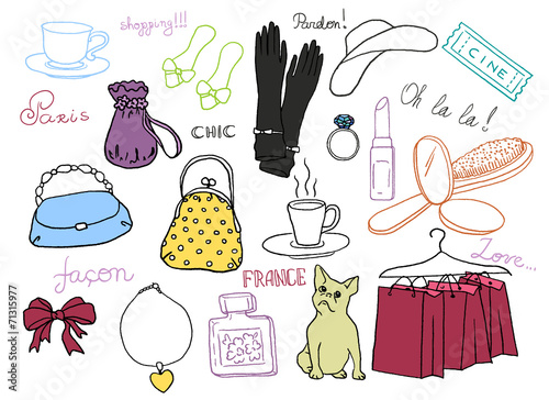 French style icons set
