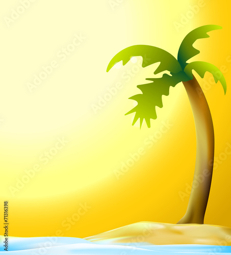 palm and beach in sunset vector background