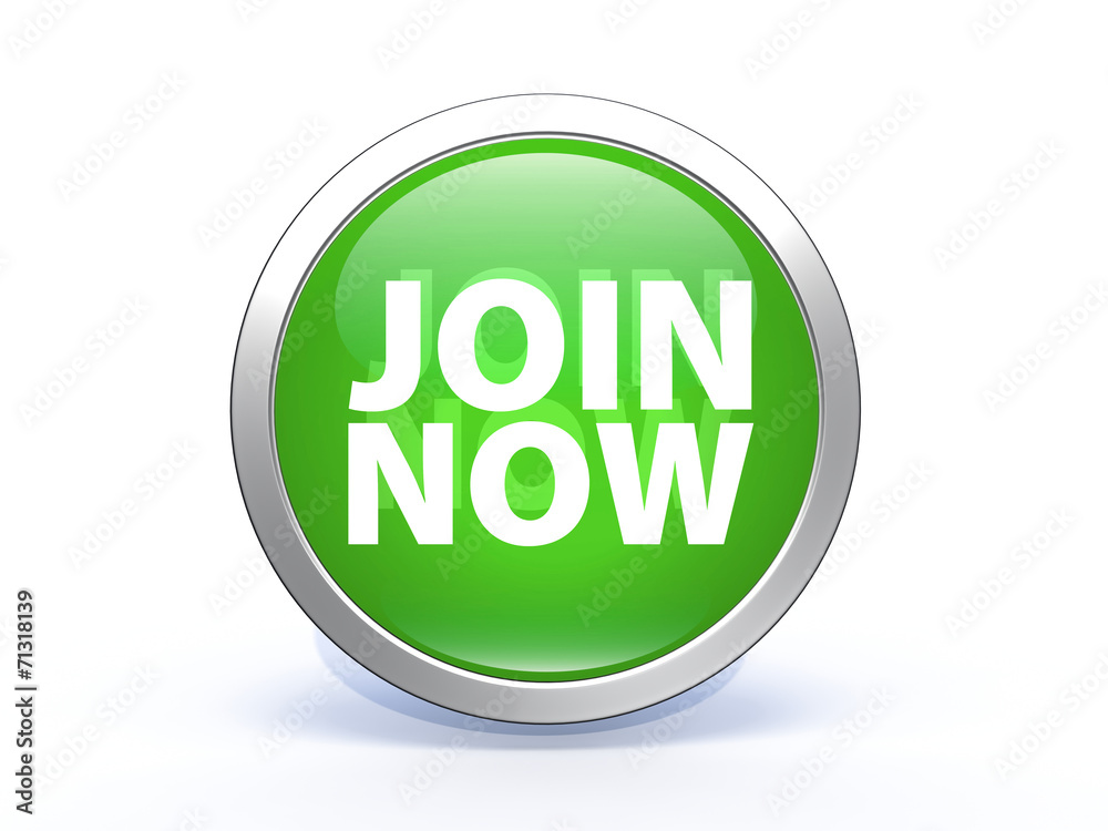 Join now circular icon on white background Join now circular icon on white background
