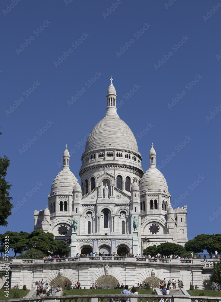 Sacre Coeur Cathedral on Montmartre , Paris, France.