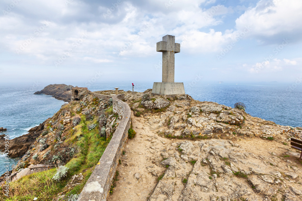 Cross on the cape Pointe du Decolle, France