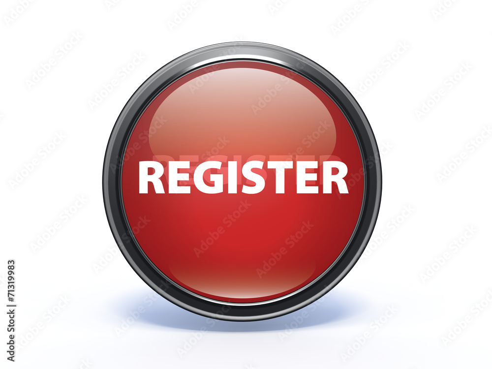 register circular button on white background register circular button on white background