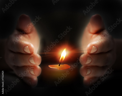 Last candle light in hand