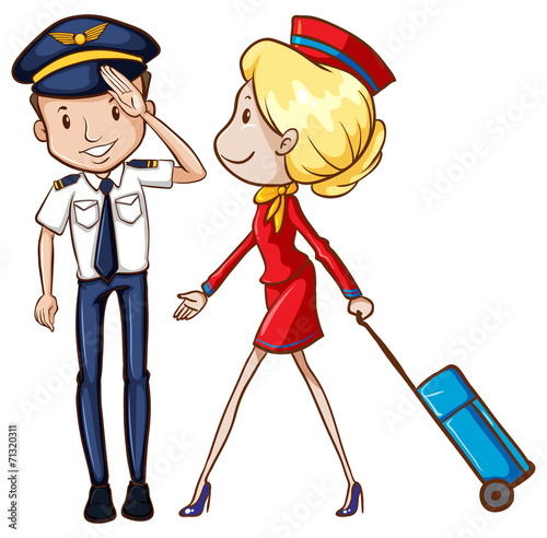 Pilot and flight attendant